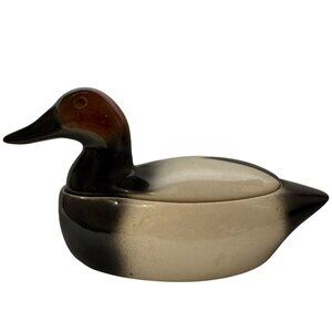 Vintage Ceramic Mallard Duck Trinket Box With Lid Catch All Home Decor